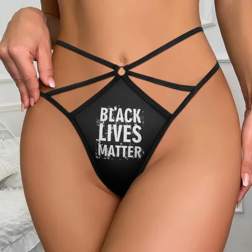 Vista 2 de Black Lives Matter - Tanga para mujer, ropa interior de cintura alta