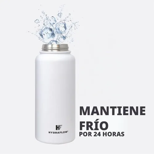 Vista 5 de Hydraflow Hybrid - Botella de agua de triple pared aislada al vacío con tapa de boca ancha (34 onzas, negro polvo) termos de metal de acero