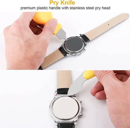 Vista 6 de UUBAAR Kit de herramientas de repuesto de batería de reloj, 9 piezas de herramienta profesional para quitar la espalda del reloj, herramienta