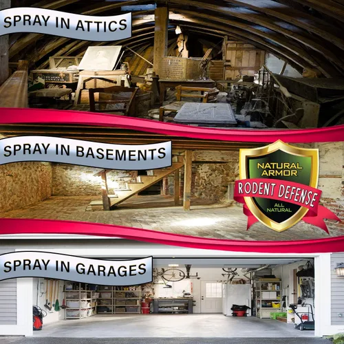 Vista 6 de Natural Armor Repelente de menta para ratones/ratas y roedores. Spray natural para uso en interiores y exteriores, escudo contra roedores - 128 fl
