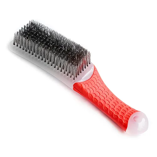 Vista 8 de 1 cepillo de acero azul de acero resistente al carbono y alambre de acero inoxidable Scratch Brush con mango ergonómico de goma