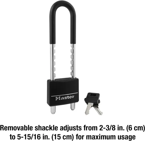 Vista 2 de Master Lock - 527D candado cubierto, grillete de 2 pulgadas y 6 pulgadas, negro, 527D