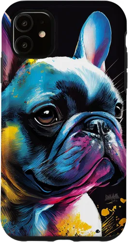 Vista 8 de French Bulldog Puppy Colorful Illustration Graphic Case for iPhone 17