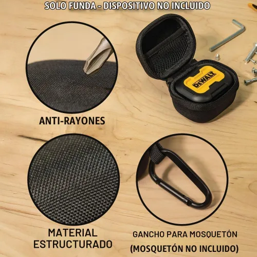 Vista 5 de DEWALT Funda protectora resistente para auriculares TWS y altavoz portátil, compacta y ligera con funda de auriculares EVA, carcasa dura, a prueba