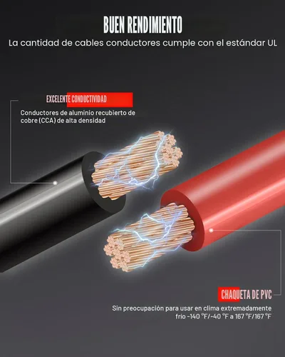 Vista 6 de NoOne cables de arranque resistentes para camiones diésel - cables de batería de refuerzo de calibre 1 y 25 pies extra largos con kit de instalación