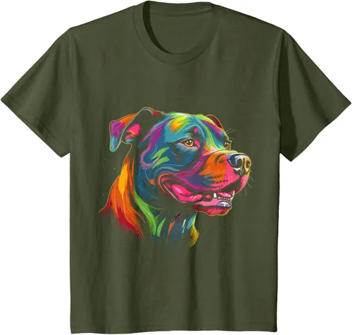 Vista 11 de Pit Bull Mom Dog Lover Colorido Artistic Pitbull Owner - Camiseta para mujer, Negro