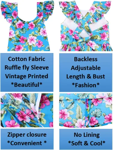 Vista 174 de Vestido de verano para niña, de algodón, con diseño floral