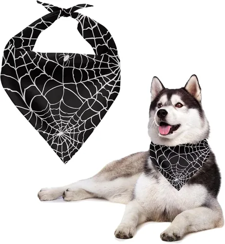 Vista 15 de Howilath Bandana con estampado de murciélago y luna para perro, baberos triangulares, bufanda clásica para mascotas, pañuelo, suministros