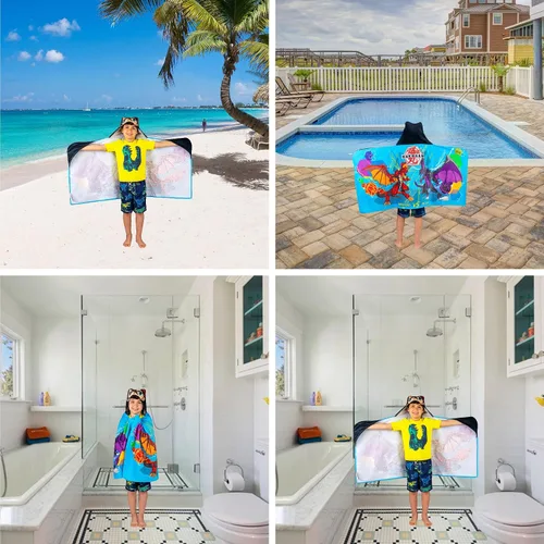 Vista 8 de Bakugan Anime Battle Brawlers Toalla Envolvente de Rizo de Algodón Suave con Capucha para Baño/Piscina/Playa, 24 x 50 pulgadas, por Franco Kids