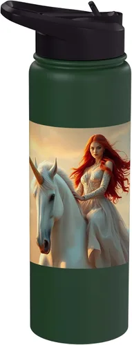 Vista 10 de Magical Unicorn & Enchanting Rider Graphic Collection Stainless Steel Insulated Water Bottle Black