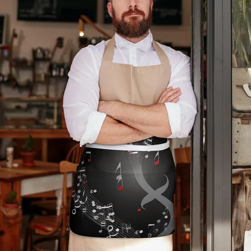 Vista 7 de Server Aprons with 3 Pockets Waist Apron Waterproof Half Apron Short Cooking Aprons Bib