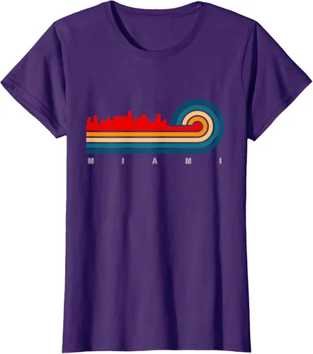 Vista 10 de Camiseta Retro City of Miami Florida, Negro