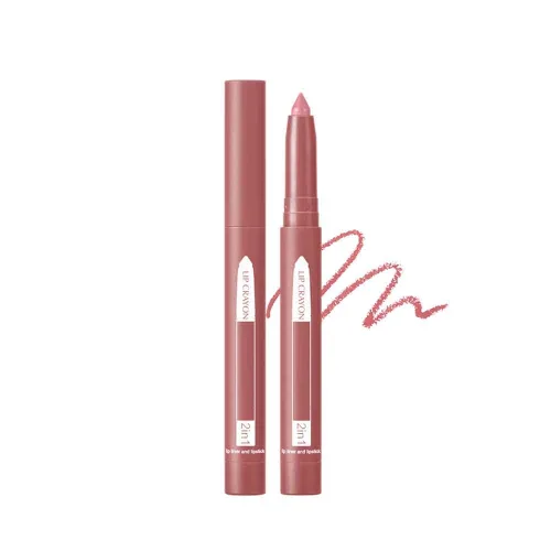 Vista 8 de Lápiz labial 2 en 1, delineador de labios, lápiz delineador de labios, lápiz labial delgado, brillo de labios de belleza, lápiz labial mate de punta