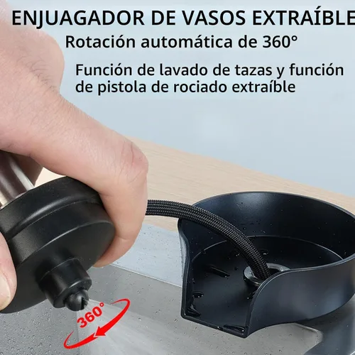 Vista 4 de POCREATION Lavadora automática de vidrio, accesorio de fregadero de boquilla giratoria de 360 grados, lavadora de botellas de acero inoxidable