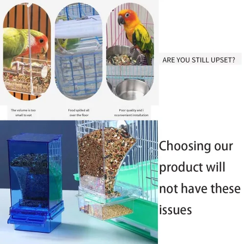 Vista 3 de Comedero para pájaros sin ensuciar,Alimentador automático de loros,Contenedor de comida de acrílico,Accesorios de jaula de periquitos