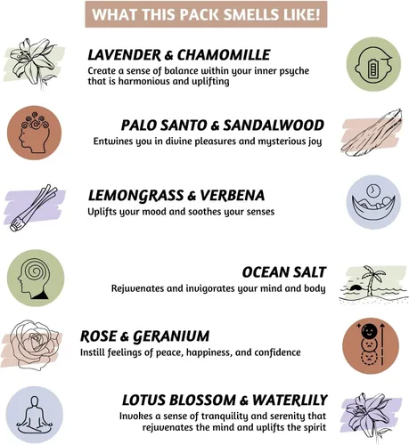 Vista 4 de Folkulture Conos de Incienso Perfumados Juego de 6 (120 Conos) con Porta Conos de Incienso Incienso de Lavanda, Palo Santo, Incienso de Sándalo