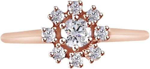 Vista 3 de AFFY Anillo con halo de diamantes naturales blancos en oro sólido de 10 K (0,23 quilates)