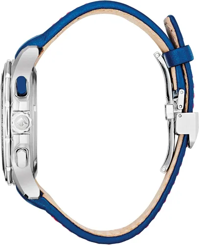 Vista 2 de Citizen Reloj cronógrafo Eco-Drive Promaster Land MX Sport Racer para hombre en acero inoxidable con correa de piel azul, esfera azul