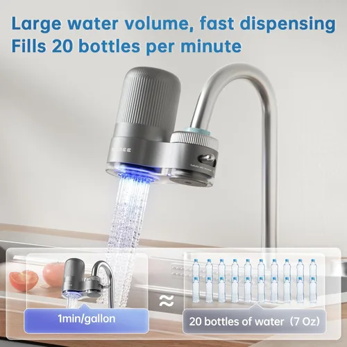 Vista 6 de Filtro de agua para grifo de fregadero, certificado NSF42, sistema de filtro de agua para montaje en grifo, elimina el cloro, el olor y los metales