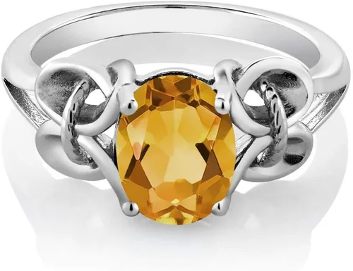 Vista 65 de Gem Stone King Anillo de compromiso ovalado con piedra natal para mujer, plata de ley 925, ovalado de 0.354 x 0.276 in, anillo de compromiso