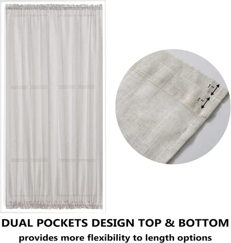 Vista 3 de Demetex Cortinas francesas para puerta delantera, juego de 2 paneles de cortina semitraslúcidos de lino para puerta delantera, pequeños
