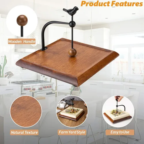 Vista 7 de Servilletero de madera para mesa, servilleteros para servilletas de papel, servilletero plano de madera con mango en forma de pájaro, decoración
