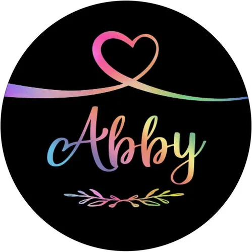 Vista 3 de Abby Heart Rainbow Watercolor Name Black Abby Gift - PopSockets Grip and Stand for Phones and Tablets