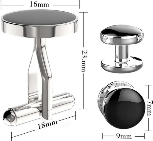 Vista 2 de Gemelos para hombres, camisa de esmoquin de acero inoxidable 316L, accesorios únicos de negocios, novio, boda, negro, plata, oro, joyería para hijo