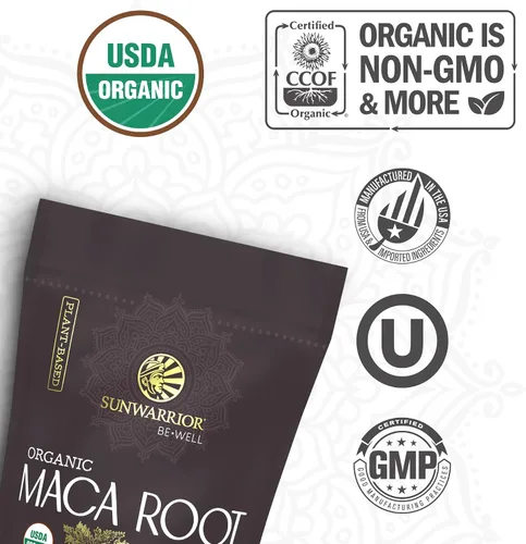 Vista 3 de Polvo de raíz de maca orgánica amarilla – 8 gramos de superalimento orgánico adaptogénico por porción, apoya la energía, la resistencia, el estado