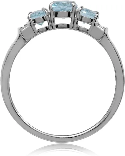 Vista 3 de Silvershake Anillo de plata de ley 925 chapada en oro blanco con topacio azul de 2,06 qt.