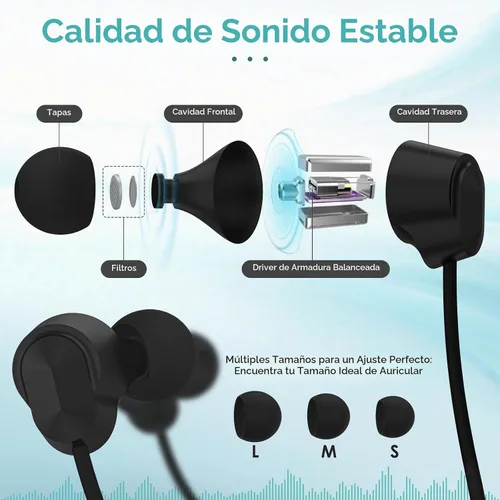 Vista 6 de Auriculares Bluetooth con banda para el cuello, auricular Bluetooth con 2-Verdoso
