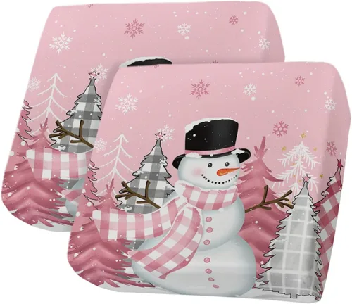 Vista 9 de Fundas de cojín elásticas para sofá de Navidad, diseño de muñeco de nieve, seccional/individual/en forma de L, protector de muebles con parte