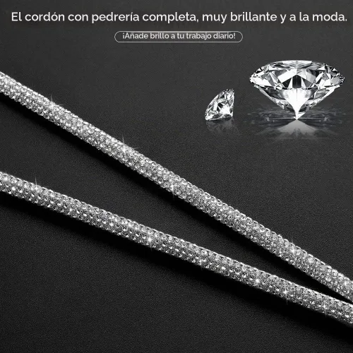 Vista 2 de Artscope Cordón para tarjetas de identificación, 34.8 pulgadas, correa de cuello de cristal brillante, cadena para mujer, collar (5 unidades)