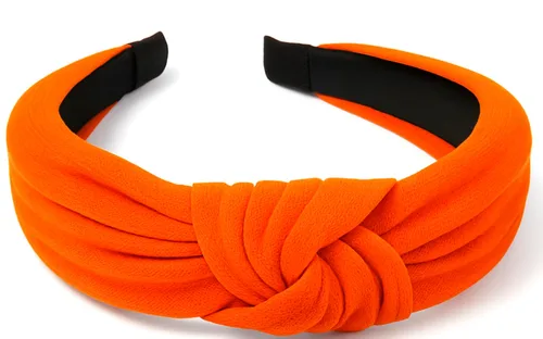 Vista 3 de Juego de diadema y coletero naranja – Accesorios para el cabello a juego para mujeres y niñas