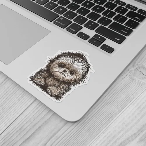 Vista 4 de Linda calcomanía de Chewbacca para bebé, parachoques de automóvil, laptop, botella de agua, pared, ventana, calcomanía de vinilo impermeable