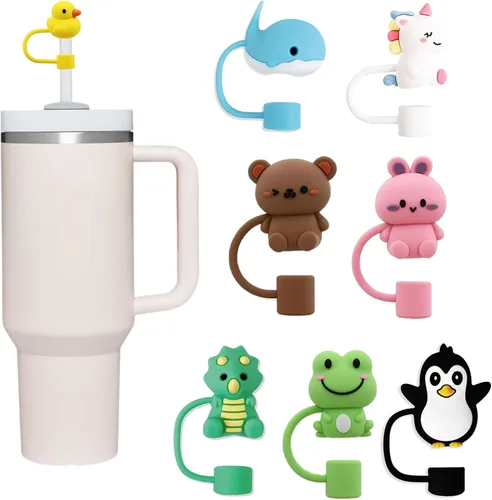 Vista 7 de LDKEDKF 11 piezas de cubiertas para pajitas de vaso Stanley, tapa de silicona para pajitas de vaso Stanley de 30 y 40 onzas con vasos, accesorios