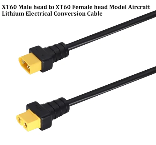 Vista 8 de Cable de extensión XT60 de 14 awg, XT60 macho a XT60 hembra, adaptador convertidor de extensión para RC FPV coche, avión, dron, batería Li-Po 1ft
