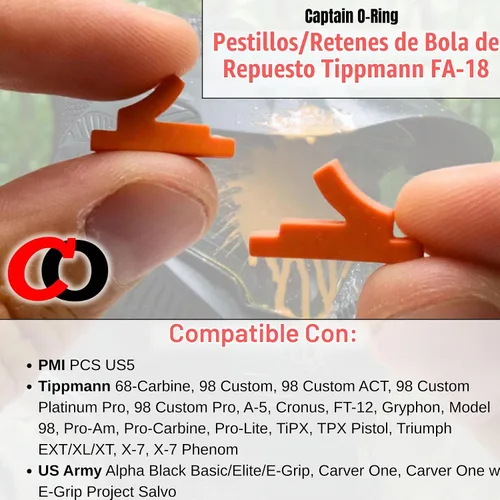 Vista 3 de Captain O-Ring – Pestillo de retención de bola de repuesto para Tippmann 98, A5, X7 FA-18 Ball Keeper (cantidad seleccionada)