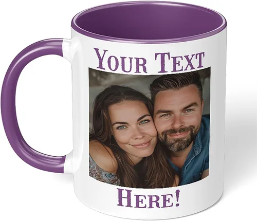 Vista 11 de Taza de café de cerámica negra personalizada de 11 onzas con texto, mensaje, tu texto aquí, nombre, DYE Taza para Cafe personalizadas, con foto