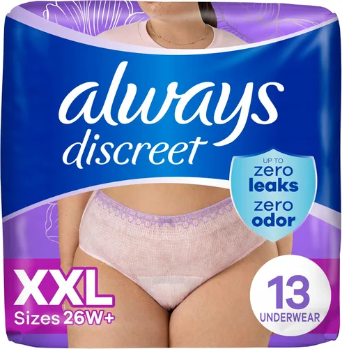 Vista 18 de Always Discreet Ropa interior para incontinencia adulta para mujeres y ropa interior posparto, pequeña/mediana, hasta 100% protección contra fugas