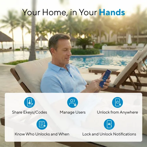 Vista 4 de ULTRALOQ Cerradura inteligente con huella digital y WiFi Bolt, funciona con Apple Home, Siri, Alexa, entrada sin llave con identificación de huella