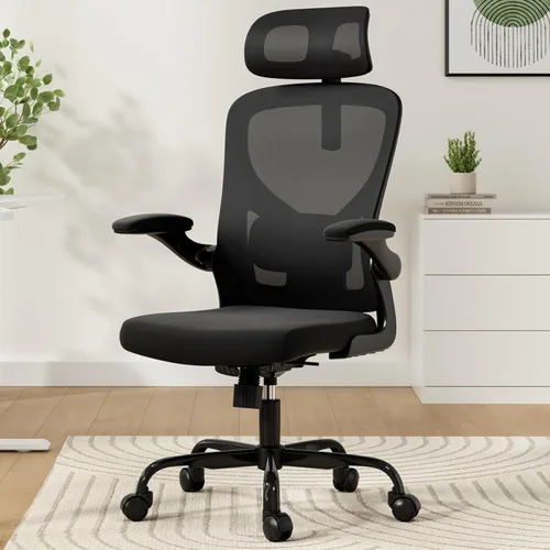 Vista 9 de Ergonomic Office Chair with Headrest and Adjustable Lumbar Support, Home Desk Computer Chair Featuring Flip-Up Armrests for Space Saving, Breathable