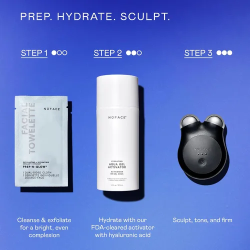 Vista 4 de NuFACE Prep-N-Glow - Toallitas faciales 2 en 1 exfoliantes + limpiadoras para eliminar el maquillaje, toallitas faciales de viaje con ácido