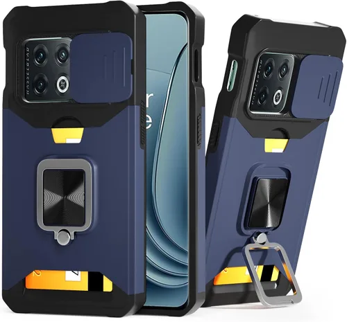 Vista 8 de Funda para OnePlus 10 Pro con cubierta para cámara y soporte, color Negro