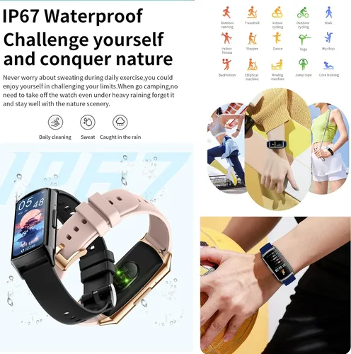 Vista 5 de ZPIMY AMOLED - Reloj inteligente de 1.58 pulgadas para mujer (llamada/respuesta de llamada), reloj inteligente impermeable 5ATM para hombre Oro