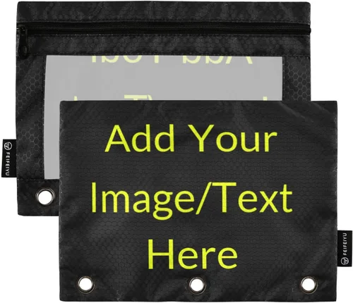 Vista 12 de Estuche negro de 3 anillas para lápices, paquete de 2 unidades, impermeable, de plástico transparente, con cremallera, organizador de documentos