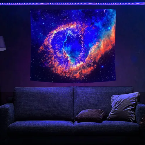Vista 8 de PSYHILAR Blacklight Tapestry - Póster para colgar en la pared, diseño de galaxia, nebulosa, estrellas, galaxia, nebulosa, universo neón, reactivo a