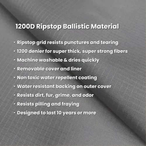 Vista 5 de K9 Ballistics Cama ortopédica Ripstop resistente – Almohadilla duradera para perrera con funda lavable para perros grandes, 41 x 27 pulgadas se azul