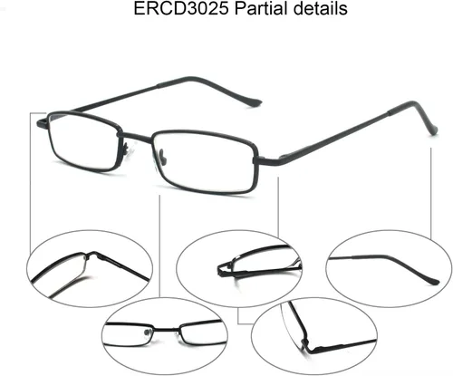 Vista 3 de Paquete de 5 lentes de lectura delgados de metal con estuche de tubo para hombres y mujeres, multicolor