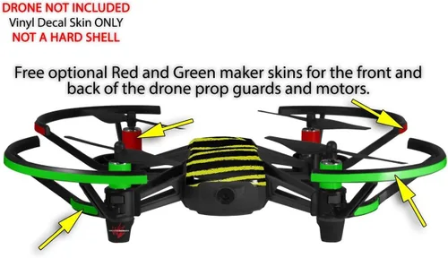 Vista 3 de Skin Decal Wrap 2 Pack para DJI Ryze Tello Drone Zebra Amarillo Drone No Incluido